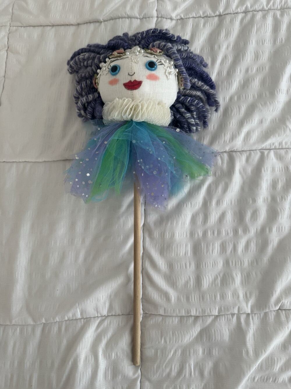 Puppet on a Stick Plant Pot Pal Whisical Fairy Toy Decoration Handmade Yarn